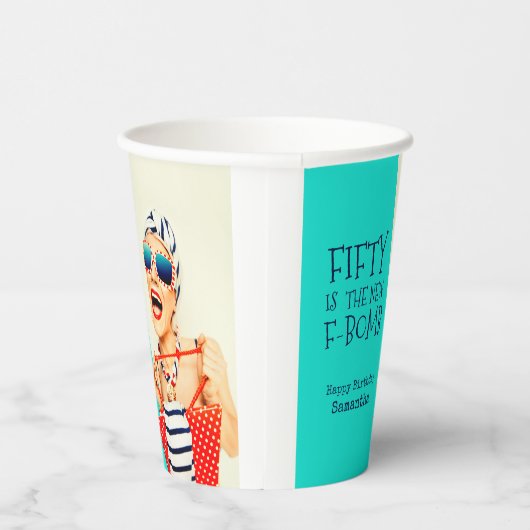 Funny Vijftigs is de New F-Bomb Birthday Party Papieren Bekers (Rechts)