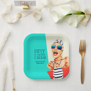 Funny Vijftigs is de New F-Bomb Birthday Party Papieren Bordje