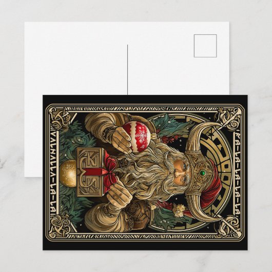 Funny Viking Santa Claus Valhalla Christmas Yule Briefkaart (Voorkant / Achterkant)