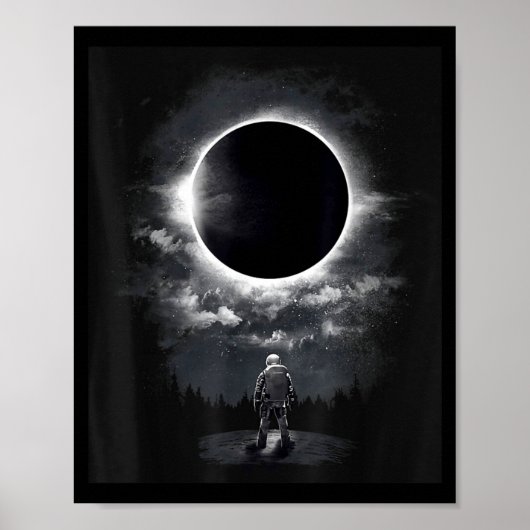 Funny Vintage Astronaut Space Eclipse Science Poster (Voorkant)