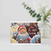 Funny Vintage Belated Santa PostCard Briefkaart (Staand voorkant)