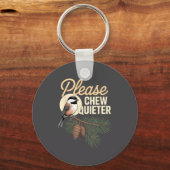 Funny Vintage Bird Nature Illustration Please Chew Sleutelhanger (Voorkant)