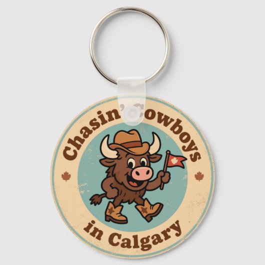Funny Vintage Calgary Buffalo Cowboy Hat Retro Sleutelhanger (Voorkant)