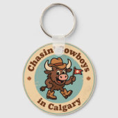 Funny Vintage Calgary Buffalo Cowboy Hat Retro Sleutelhanger (Achterkant)
