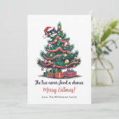 Funny Vintage Cat Christmas Card Feestdagenkaart (Staand voorkant)