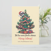 Funny Vintage Cat Christmas Card  Feestdagenkaart (Staand voorkant)