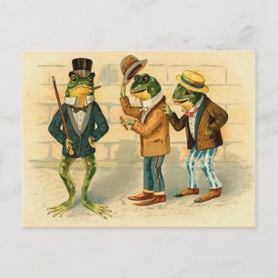 Funny Vintage Frogs Briefkaart