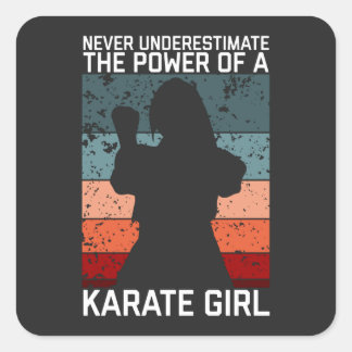 funny vintage karate girl quote sayings. vierkante sticker
