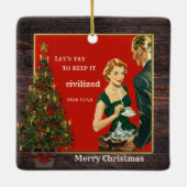 Funny Vintage kerstpine Wood Keramisch Ornament (Achterkant)