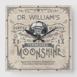 Funny Vintage Moonshine Hillbilly Medicine Custom Vierkante Klok