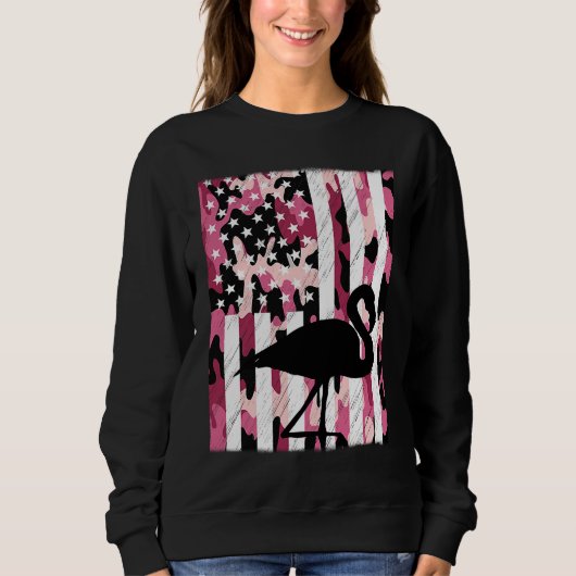 Funny Vintage Pink Flamingo Camo American Distress Trui (Voorkant)