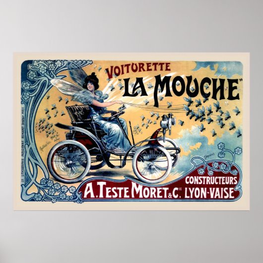 Funny Vintage Poster Copy Voiturette La Mouche (Voorkant)