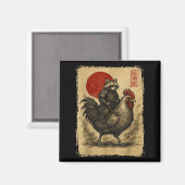 Funny Vintage Samurai Raccoon Japanese Graphic Uki Magneet (Voorkant / Achterkant)