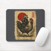Funny Vintage Samurai Raccoon Japanese Graphic Uki Muismat (Met muis)