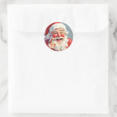 Funny Vintage Santa Claus Christmas Ronde Sticker (Tas)