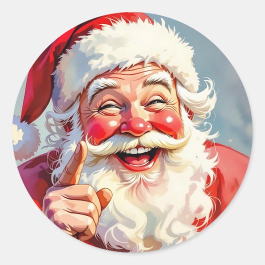 Funny Vintage Santa Claus Christmas Ronde Sticker (Voorkant)