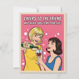 Funny Vintage Wine Humor Best Friend Pop Art Card Feestdagenkaart