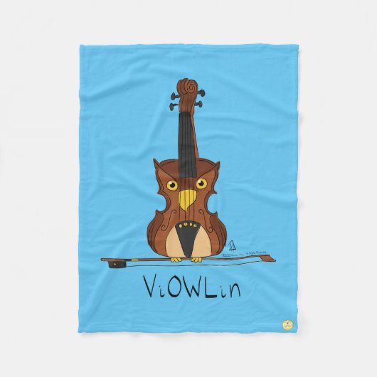 Funny Violin Cute Owl Musician Kinder Music Fleece Deken (Voorkant)