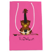 Funny Violin Cute Owl Musician Kinder Music Medium Cadeauzakje (Voorkant)