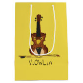 Funny Violin Cute Owl Musician Kinder Music Medium Cadeauzakje (Achterkant)