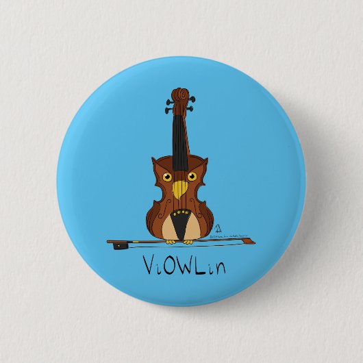 Funny Violin Cute Owl Musician Kinder Music Ronde Button 5,7 Cm (Voorkant)