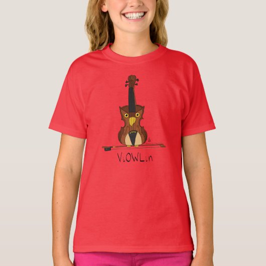 Funny Violin Cute Owl Musician Kinder Music T-shirt (Voorkant)