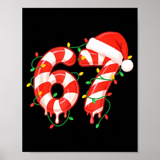 Funny Viral Christmas 67 Candy Canes Meme Santa Ho Poster (Voorkant)