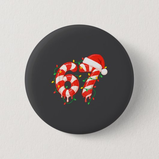 Funny Viral Christmas 67 Candy Canes Meme Santa Ho Ronde Button 5,7 Cm (Voorkant)