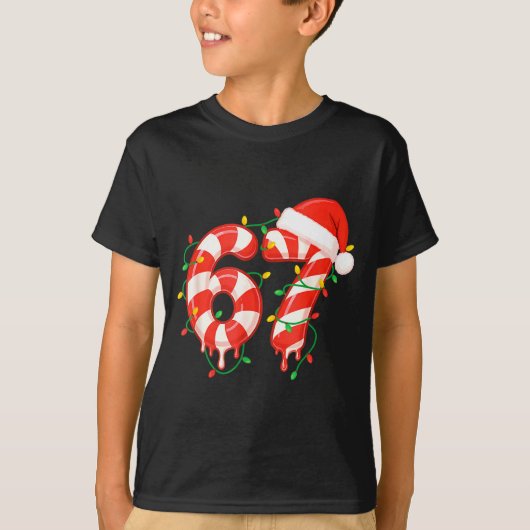 Funny Viral Christmas 67 Candy Canes Meme Santa Ho T-shirt (Voorkant)