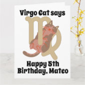Funny Virgo Cat Personalized Birthday Kaart (Gele Bloem)