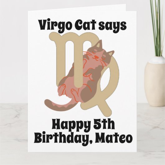 Funny Virgo Cat Personalized Birthday Kaart (Voorkant)