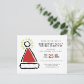 Funny Virtual Kerstparty Red Santa Hat Uitnodiging Briefkaart (Staand voorkant)