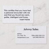 Funny Visitekaartje (Voorkant / Achterkant)