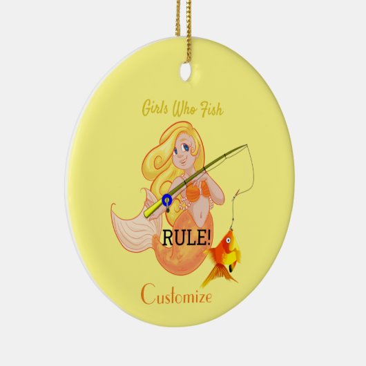 Funny Vissen Mermaid Girl Thunder_Cove Keramisch Ornament (Rechts)