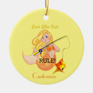 Funny Vissen Mermaid Girl Thunder_Cove Keramisch Ornament