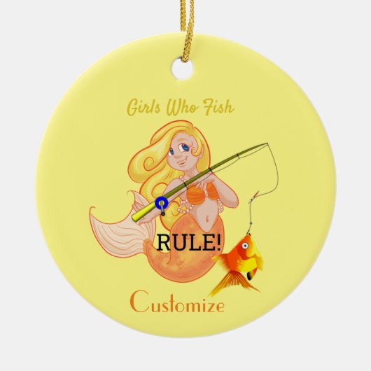 Funny Vissen Mermaid Girl Thunder_Cove Keramisch Ornament (Voorkant)