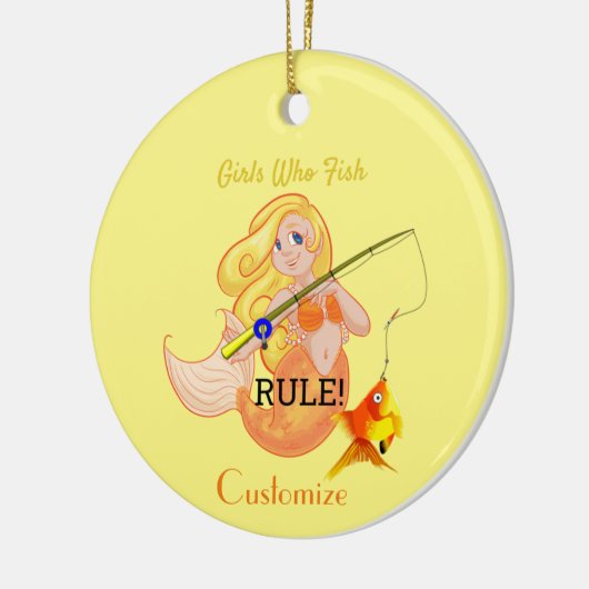 Funny Vissen Mermaid Girl Thunder_Cove Keramisch Ornament (Links)