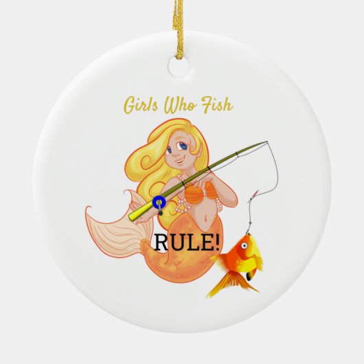 Funny Vissen Mermaid Girl Thunder_Cove Keramisch Ornament (Achterkant)
