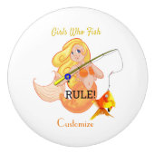 Funny Vissen Mermaid Girl Thunder_Cove Keramische Knop (Voorkant)