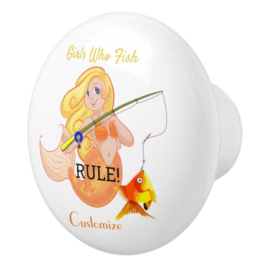 Funny Vissen Mermaid Girl Thunder_Cove Keramische Knop (Rechts)