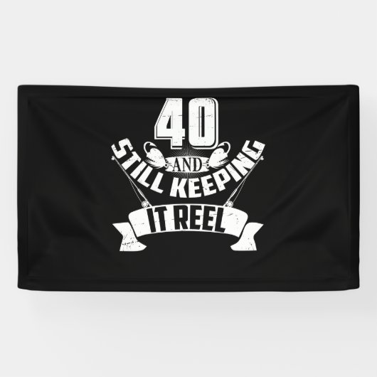 Funny Vist 40th Birthday Gift Fisherman 40 Year Spandoek (Horizontaal)