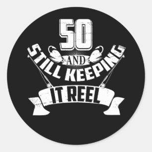 Funny Vist 50th Birthday Gift Fisherman 50 Year Ronde Sticker