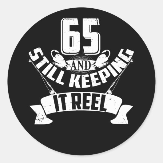 Funny Vist 65th Birthday Gift Fisherman 65 Year Ronde Sticker (Voorkant)