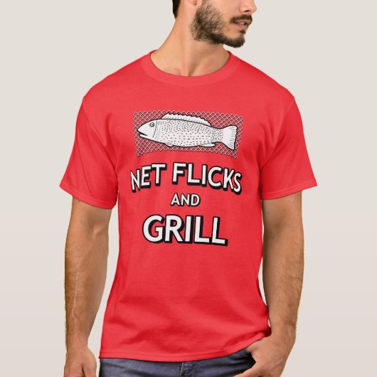 Funny Vist Cast Net Fish Joke Parody T-shirt (Voorkant)