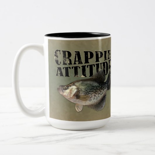 Funny Vist Crappie Attitude Tweekleurige Koffiemok (Links)
