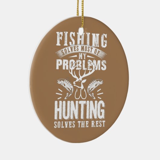 Funny Vist en jaagt met kerstHumor Keramisch Ornament (Rechts)