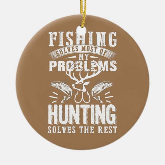 Funny Vist en jaagt met kerstHumor Keramisch Ornament (Voorkant)