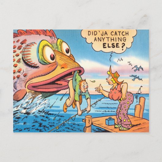 Funny Vist Fisherman Briefkaart Fish Cartoon (Voorkant)