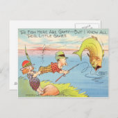 Funny Vist Fisherman Briefkaart Fish Cartoon (Voorkant / Achterkant)