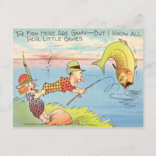 Funny Vist Fisherman Briefkaart Fish Cartoon